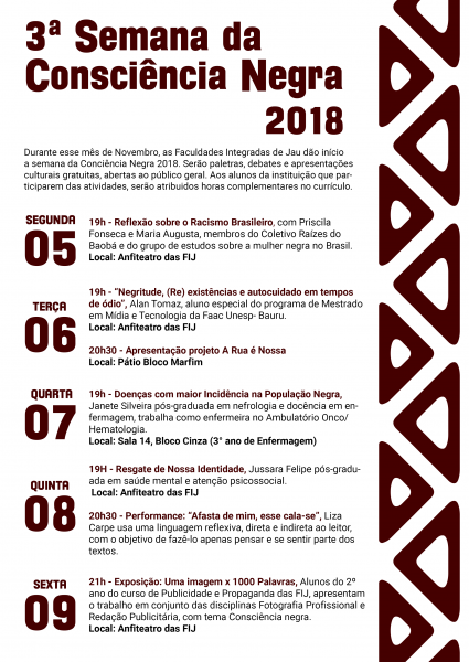 FIJ promovem Semana da Consciência Negra e6ec01d7d4c5a551b6b635f3813dc27e.png