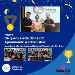 Professora do Colégio da Fundação ganha 1° colocação nacional no prêmio SOMOS Educação